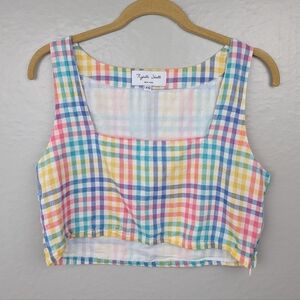 Rujuta Sheth Rainbox Chex Gingham Crop Top XS